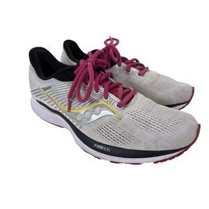 Saucony Guide 14 Womens Running Shoes Grey Pink Silver Stability Sneakers